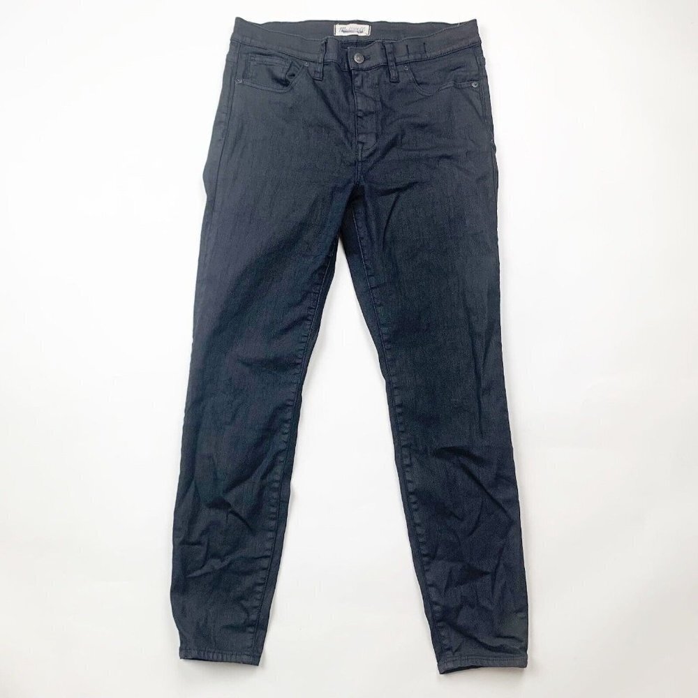 Madewell Womens High Riser Skinny Jeans Black Size 32 Dark Wash Zip Button